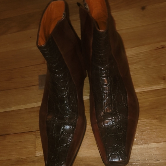 Genuine SERGIO ROSSI 'Ombre Brown/Black' leather mid ankle boot - Picture 4 of 6